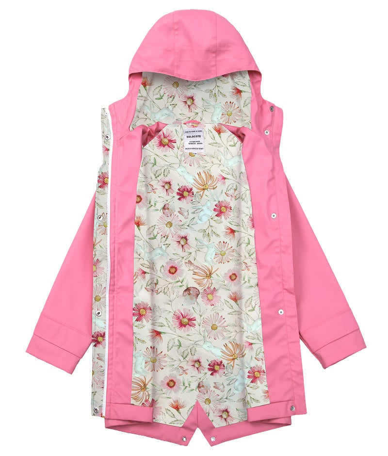 SOLOCOTE Kids Rain Jacket Hooded Lined Rubber RainCoats for Girls Boys Waterproof Windproof, 180806 Fuchsia C 7-8Y - Image 3